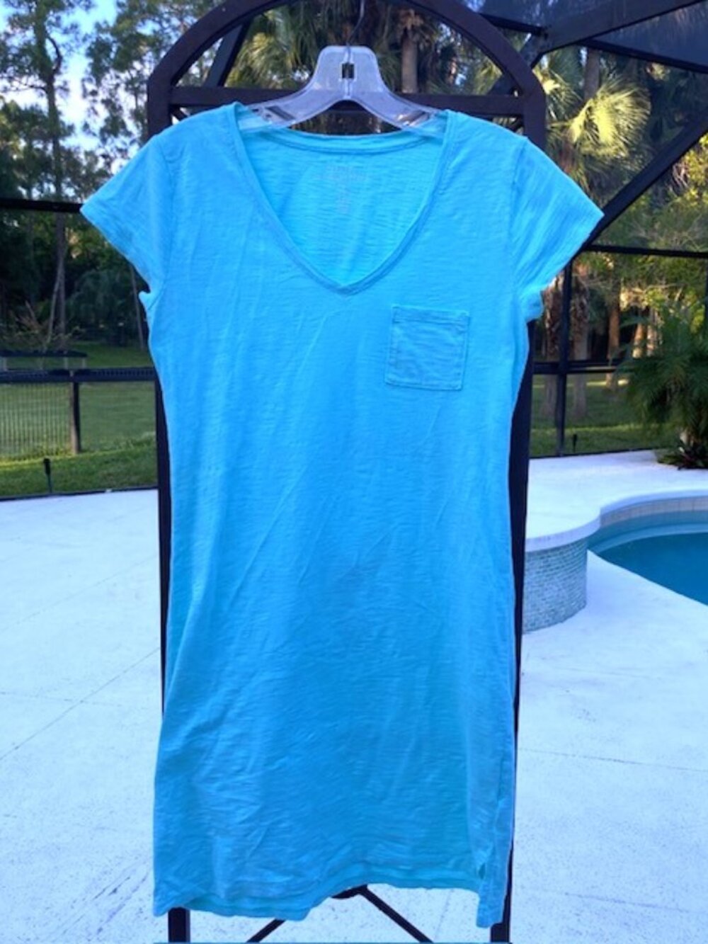 GAP T-Shirt Dress Pocket 100% Cotton Mini Sheath V Neck Short Sleeve Size XS